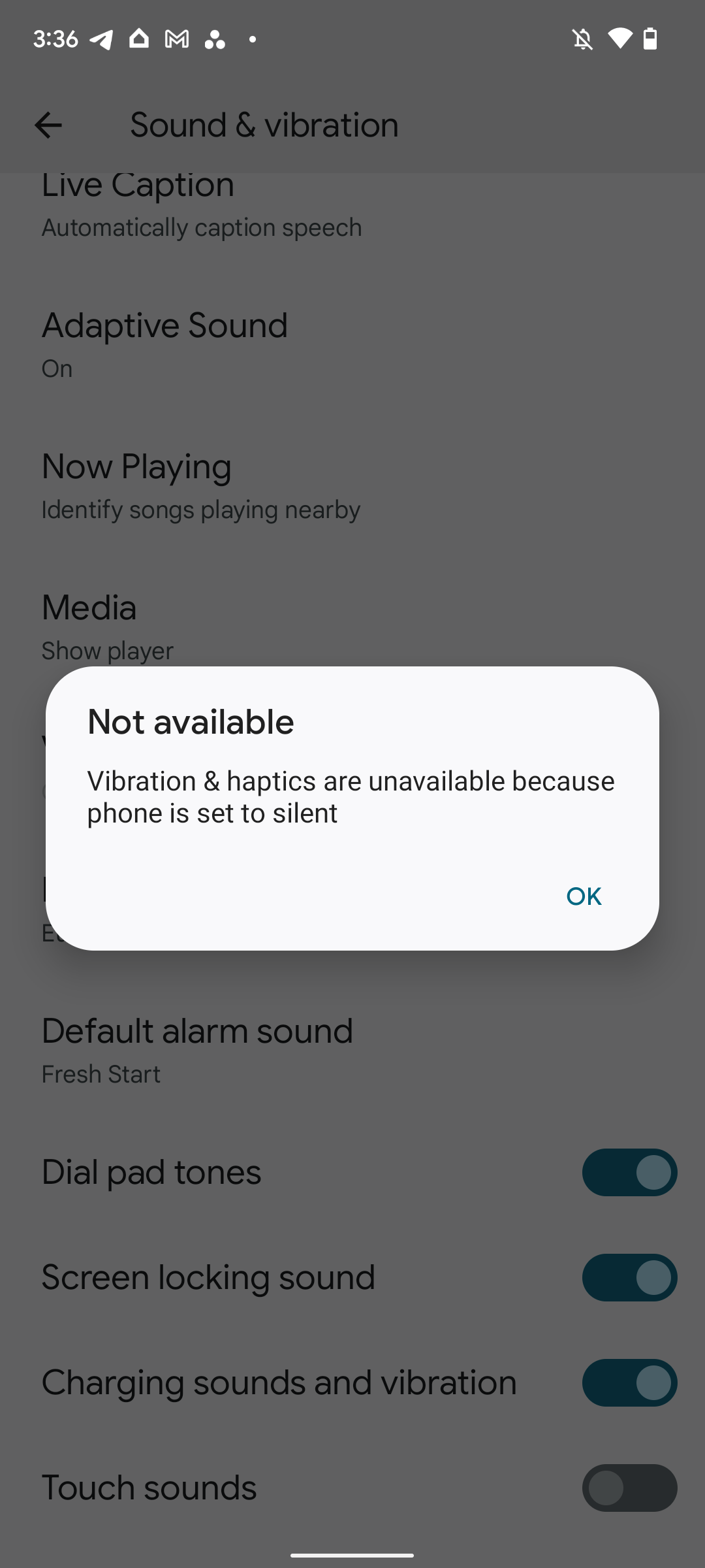 Silent ringer mode disables haptics almost entirely on Android 13 DP1