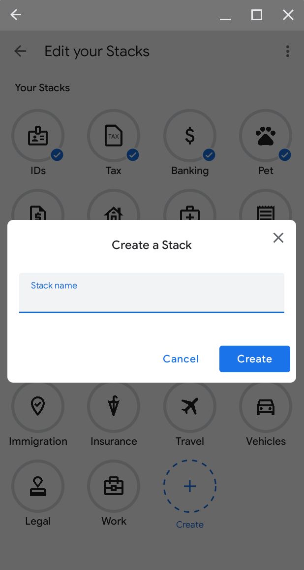 The Create a Stack screen where you'll give your Stack a name.