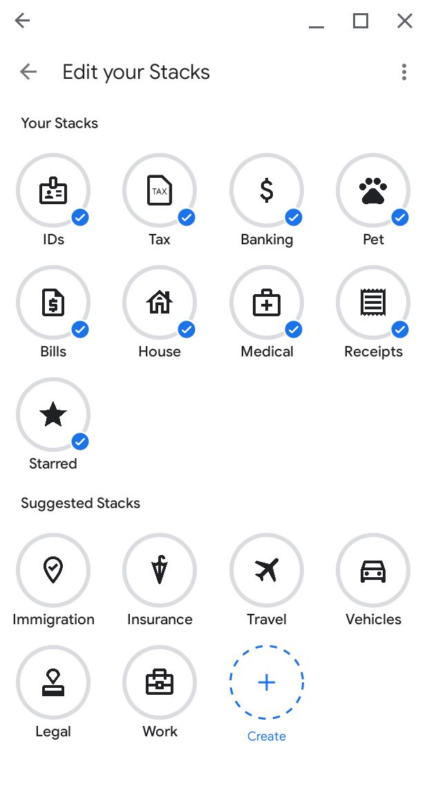The Edit your Stack screen showing Your Stacks and Suggested Stacks.