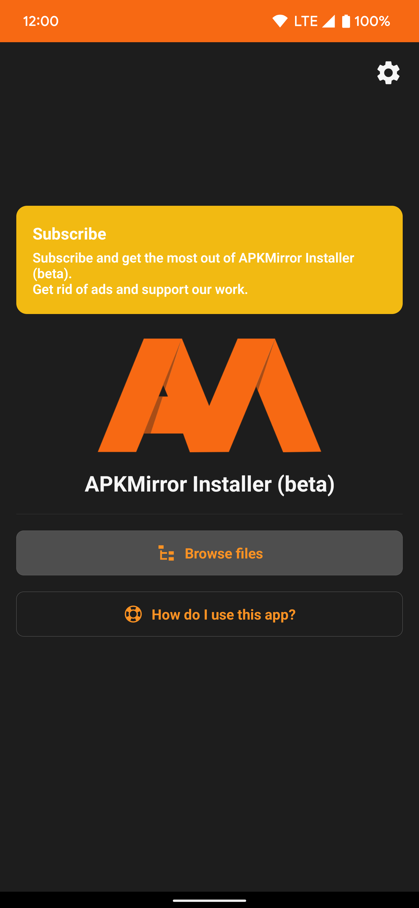 Screenshot of APK Mirror Installer home screen