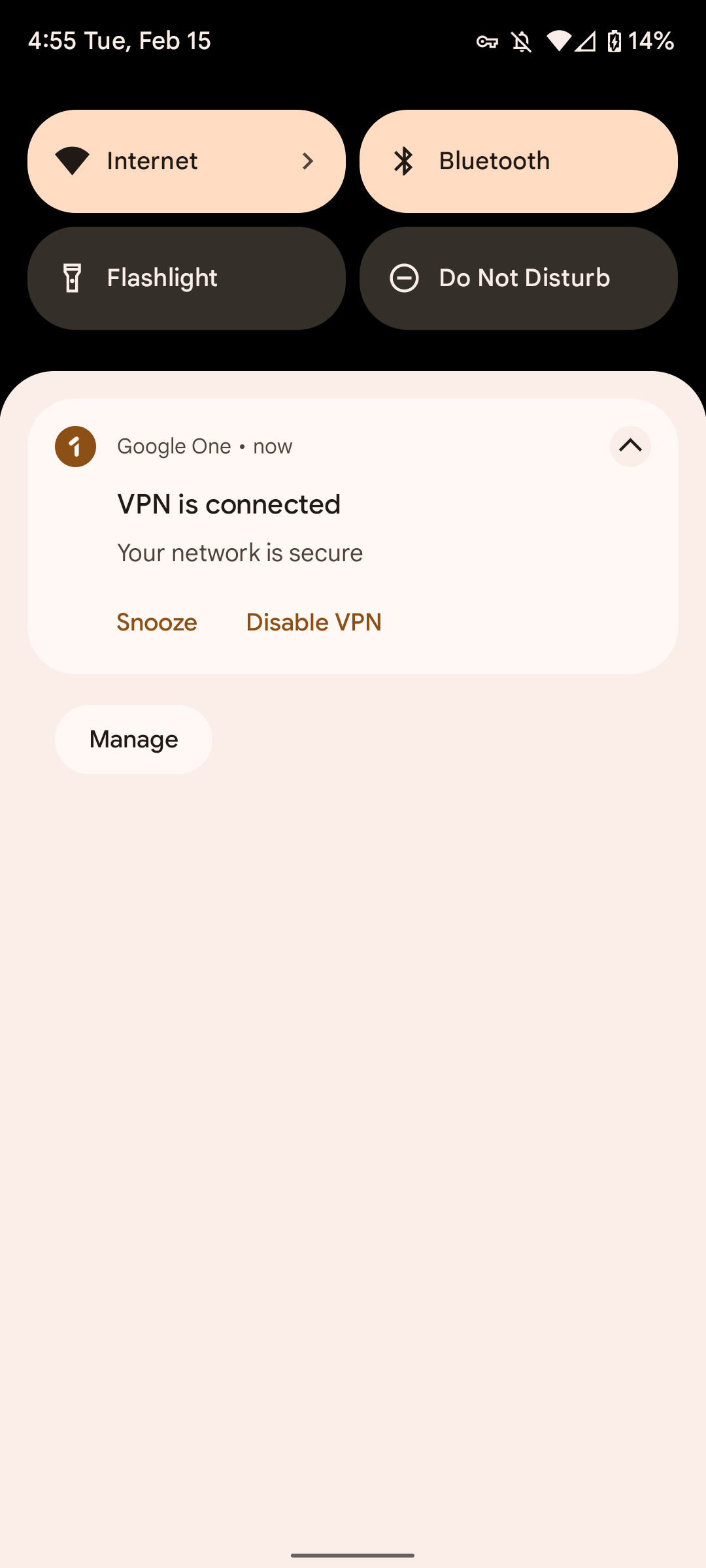 الإعدادات السريعة اسحب لأسفل مرة واحدة