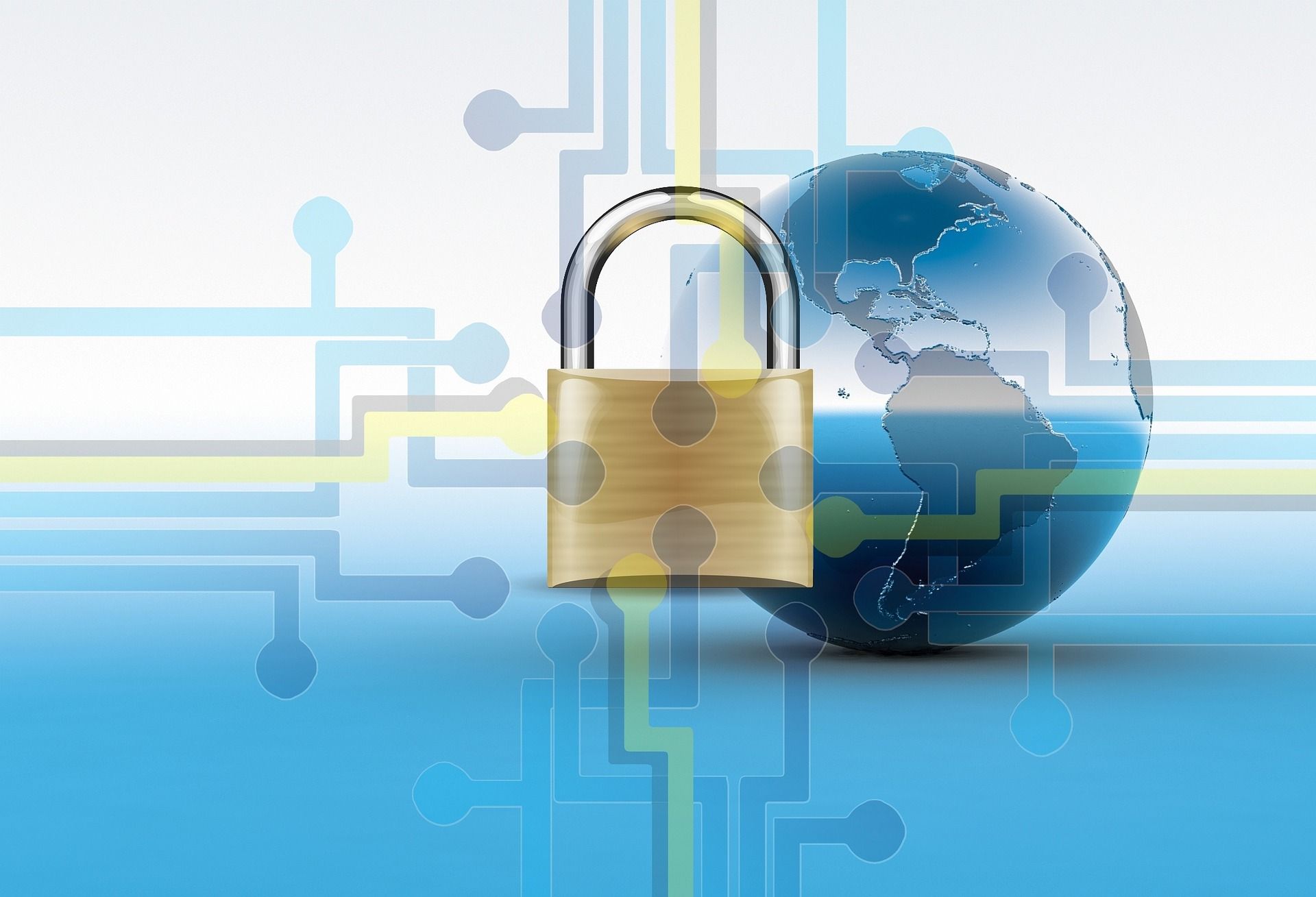 image of a globe with a padlock superimposed on top