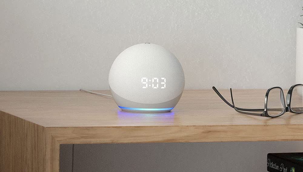 Amazon Echo Dot 4th gen with clock face