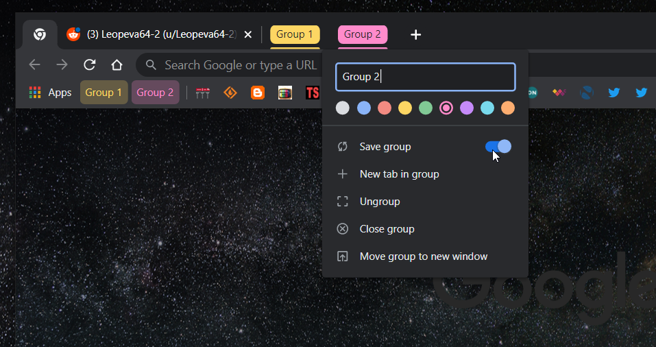 Chome tab groups new