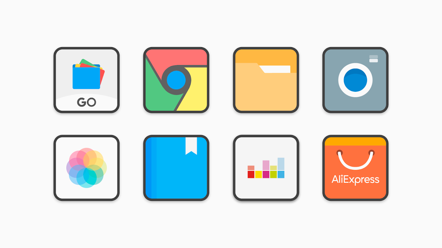 Flat Square - Icon Pack showcase on white background