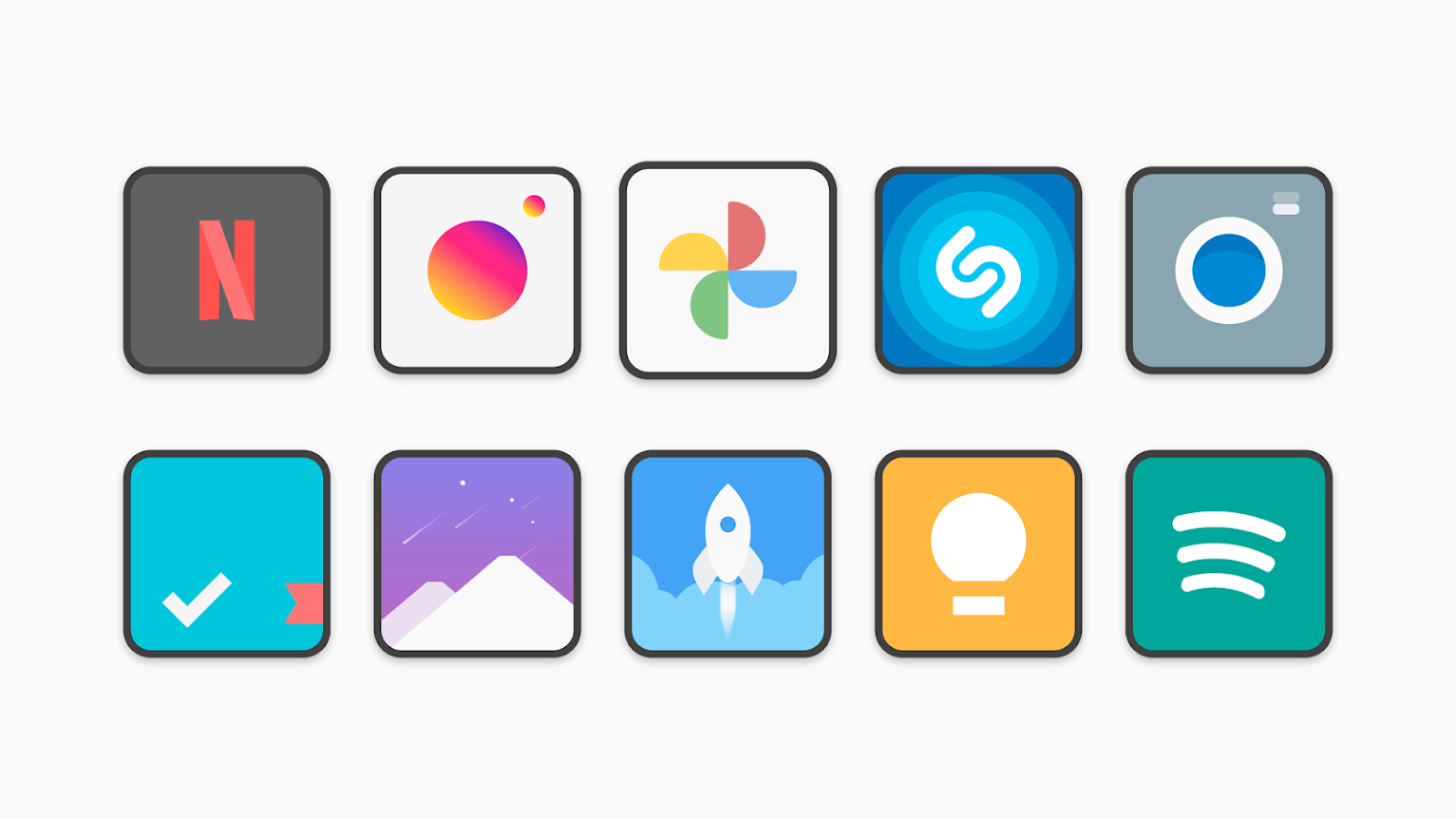 Flat Square - Icon Pack showcase on white background