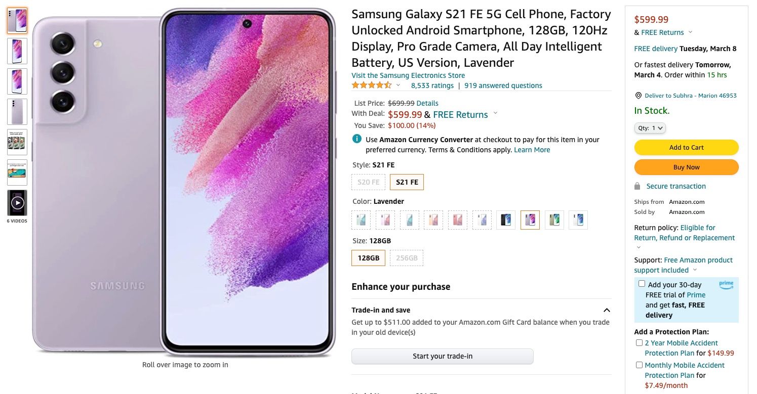 Galaxy S21 FE Amazon Deal