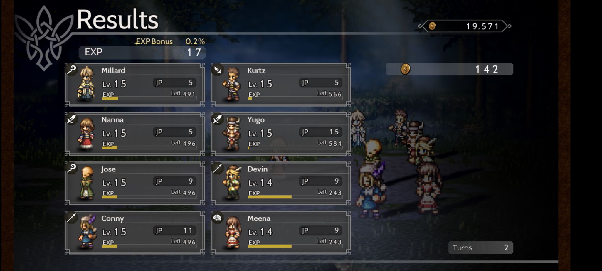 Experience points share in Octopath Traveler: Champions of the Continent