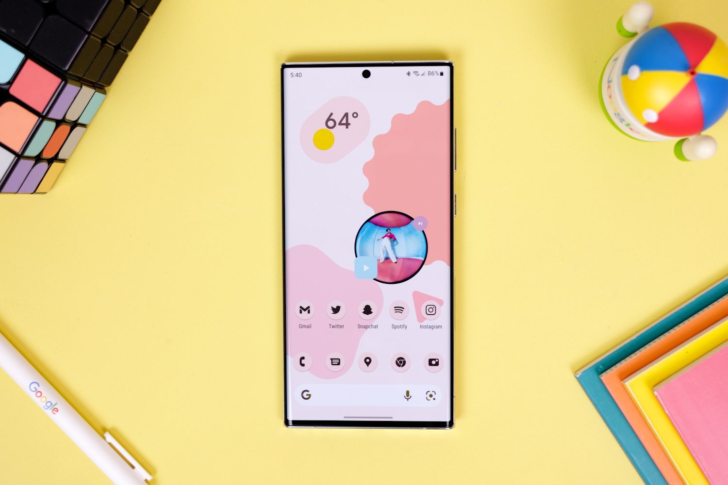 A Google Pixel 6 Pro showing Android 12 software