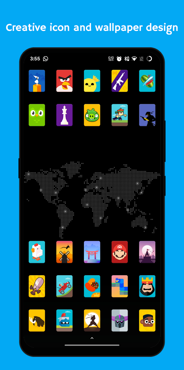 Verticons Icon Pack app icon showcase with text on blue background