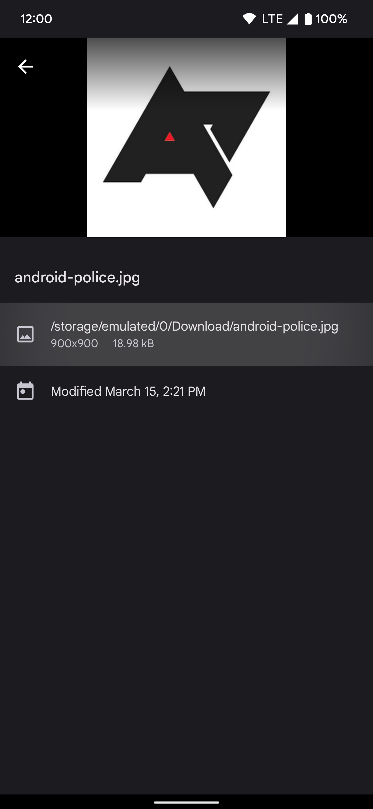 The Files by Google app on Android showing the file location for the default Download folder on the internal storage