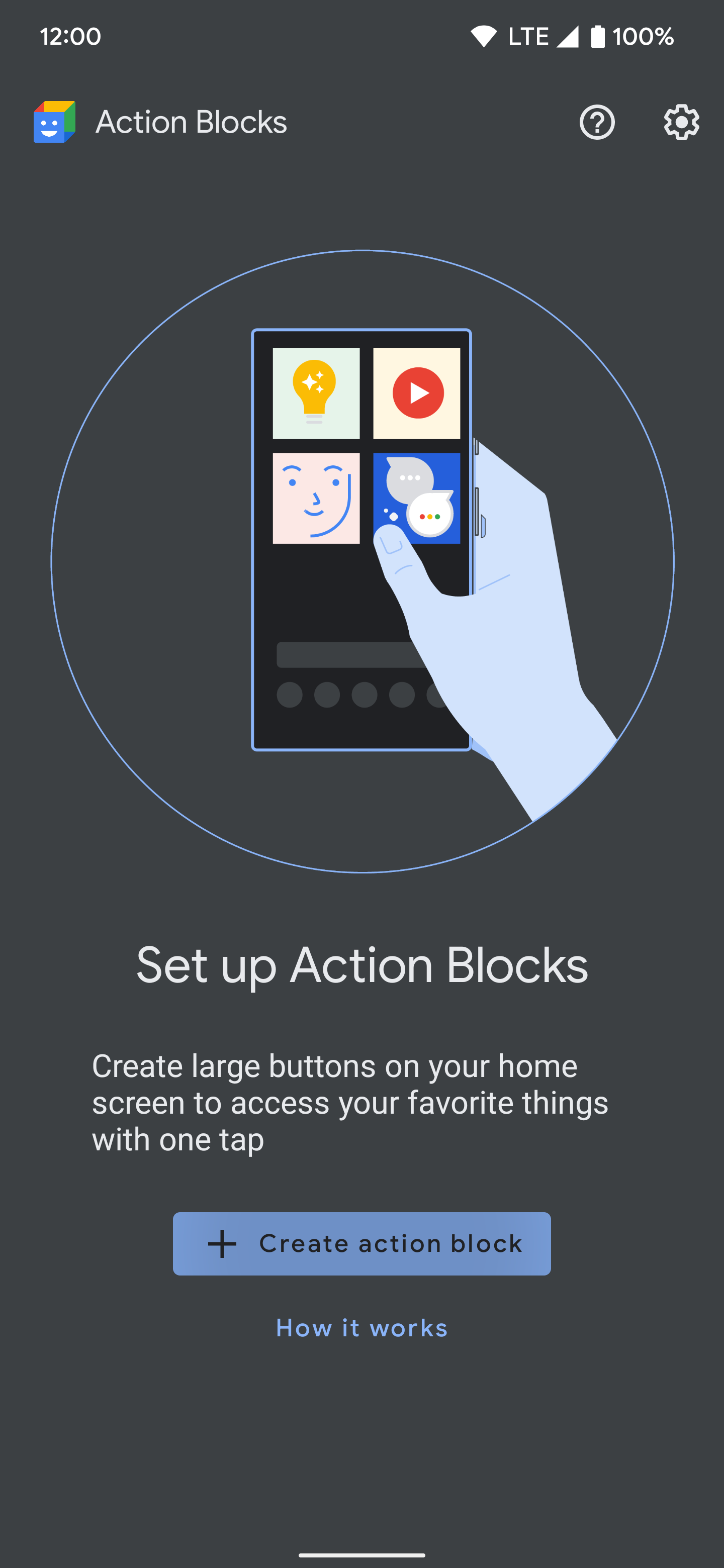 Action Blocks app main menu