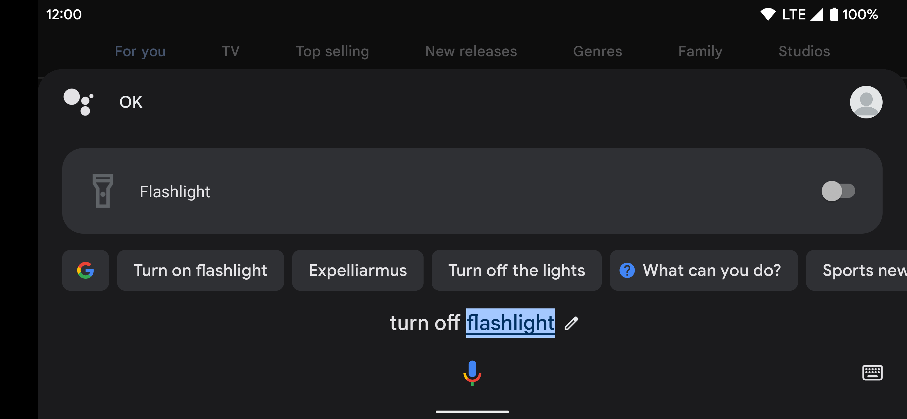 Ok google deals turn off flashlight