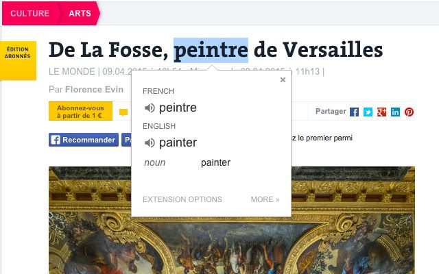 french text highlighted with english translation