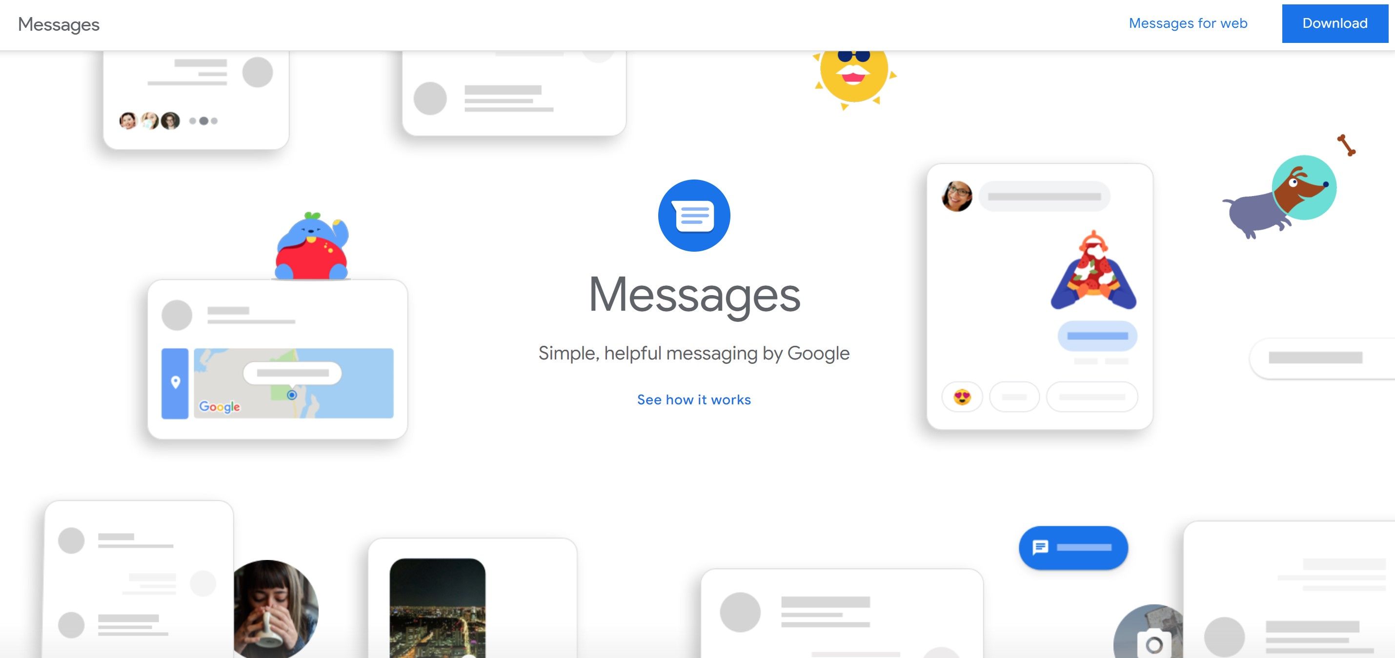 Google Messages web home page