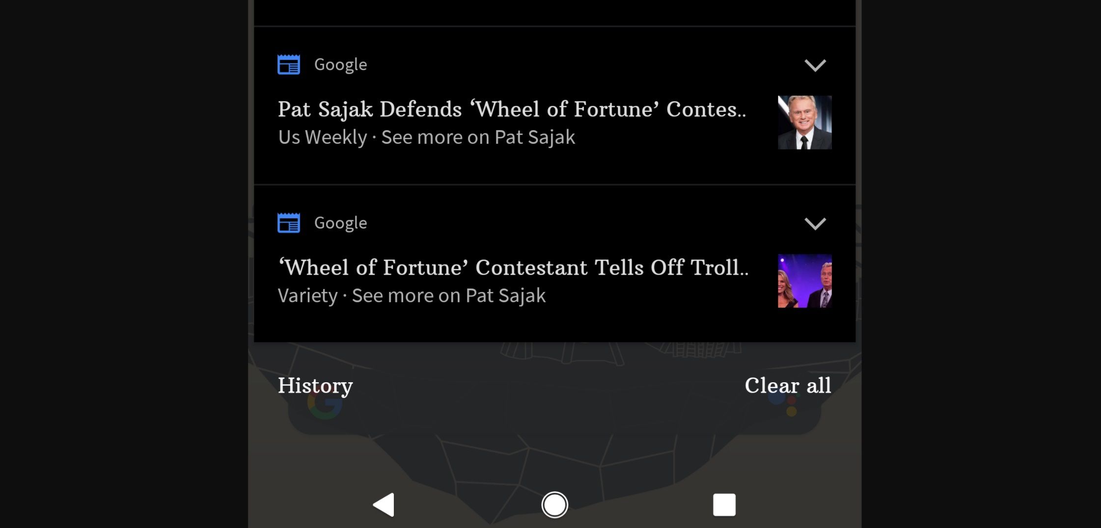 Screen capture of Google alerts