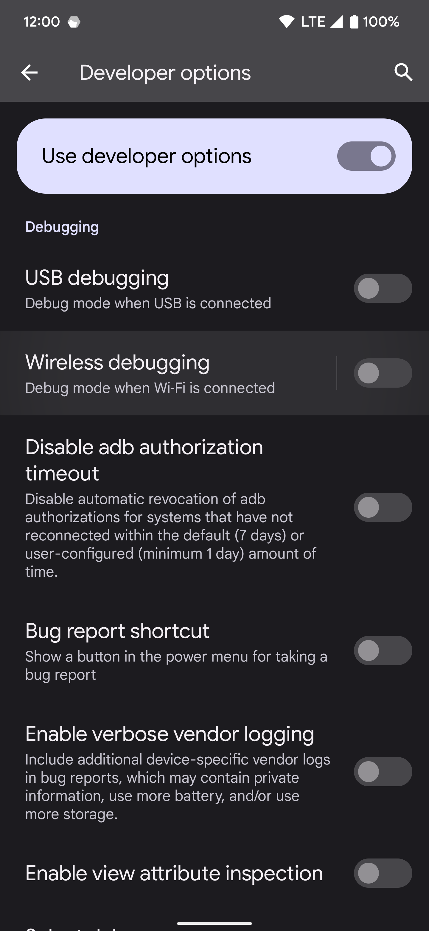 Tapping the wireless debugging option.