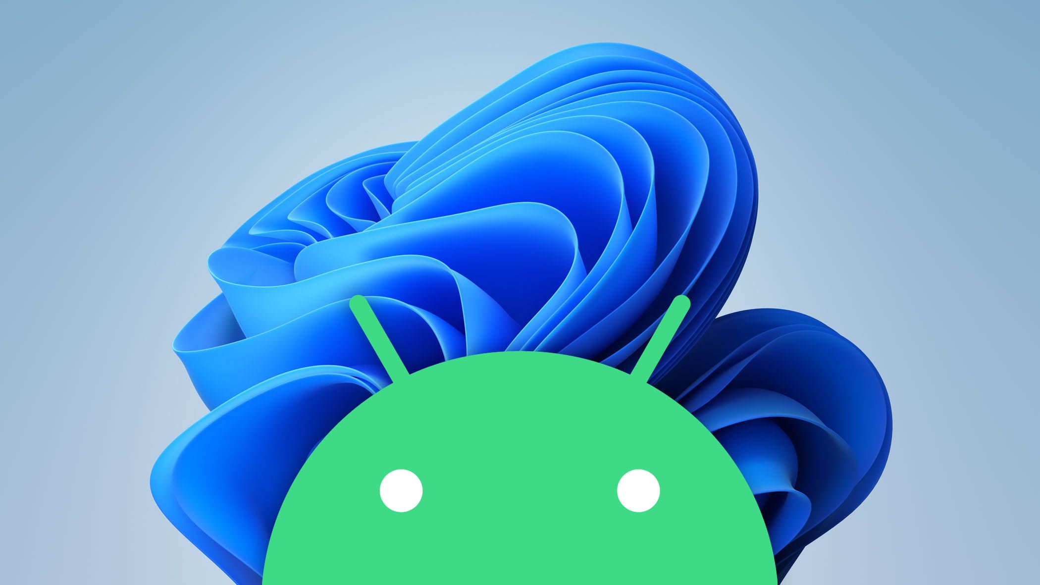 The Android logo with a swirl of blue hair