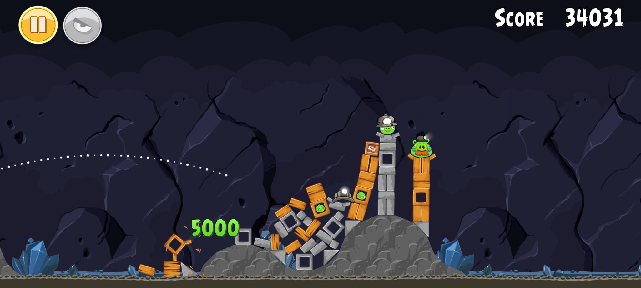 Example of after impact damage in Angry Birds classic