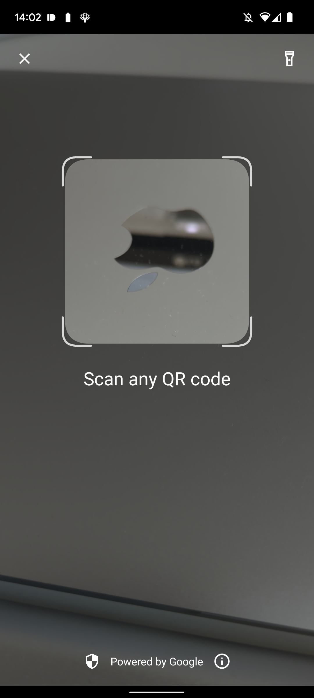 Android 13's QR code scanner's viewfinder