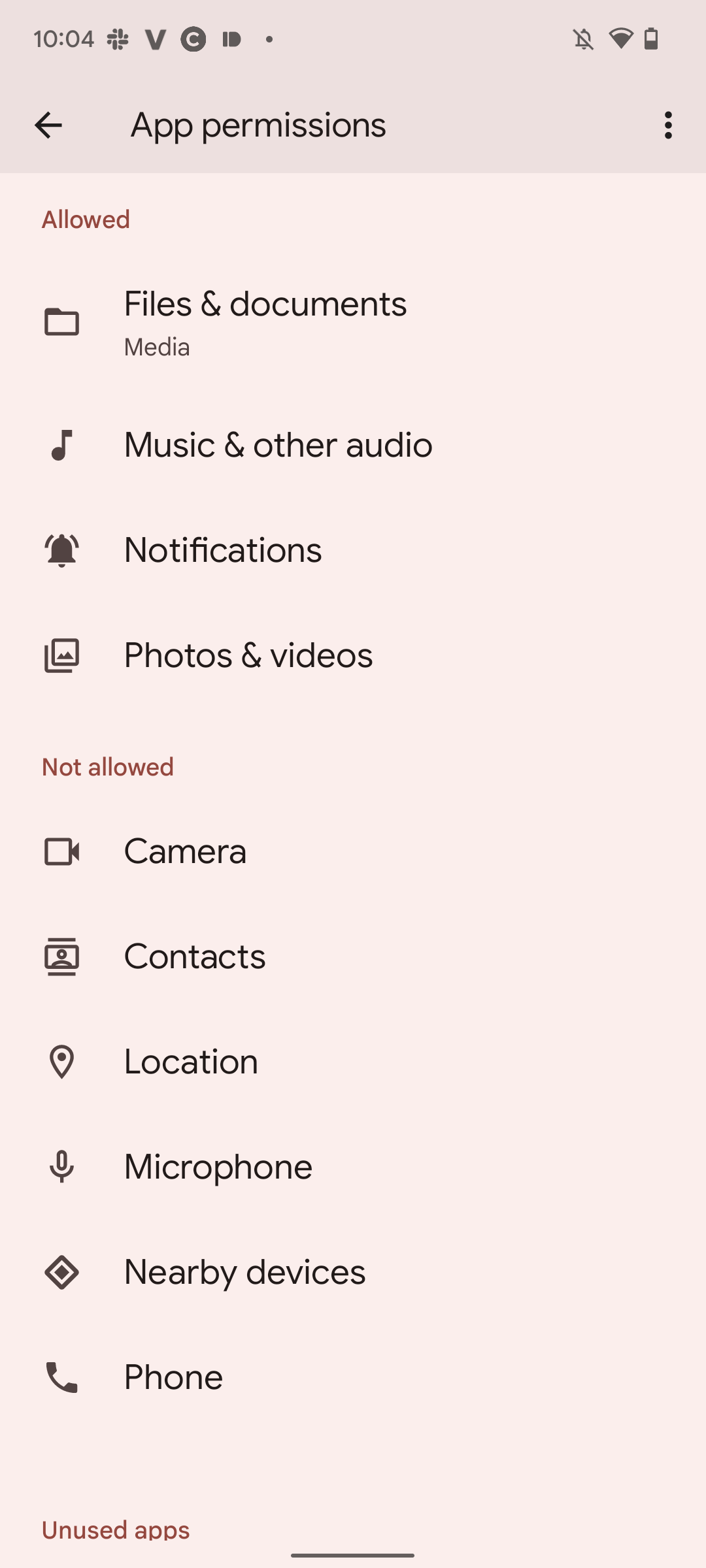 an app's permissions, now including notifications in Android 13