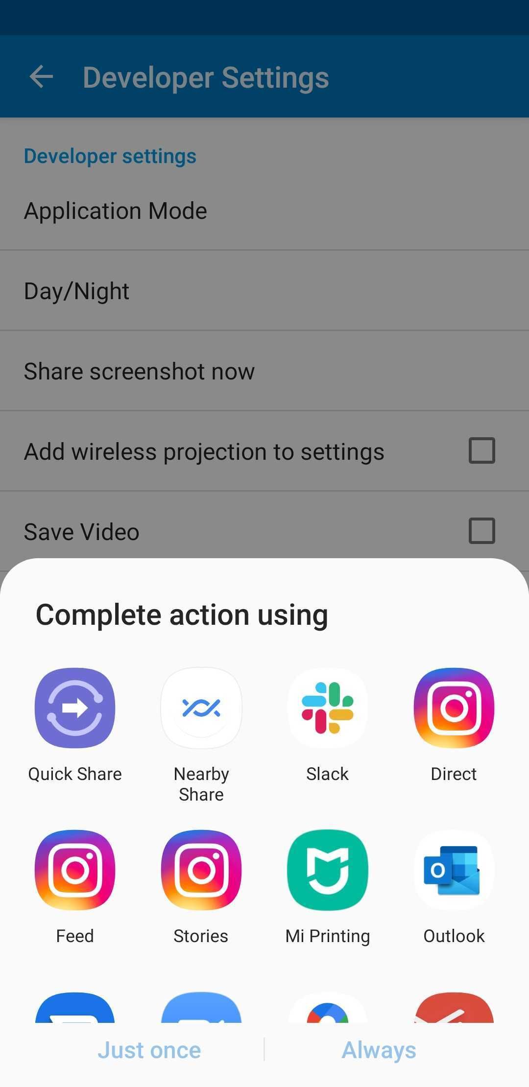 A screenshot of the Android sharing screen