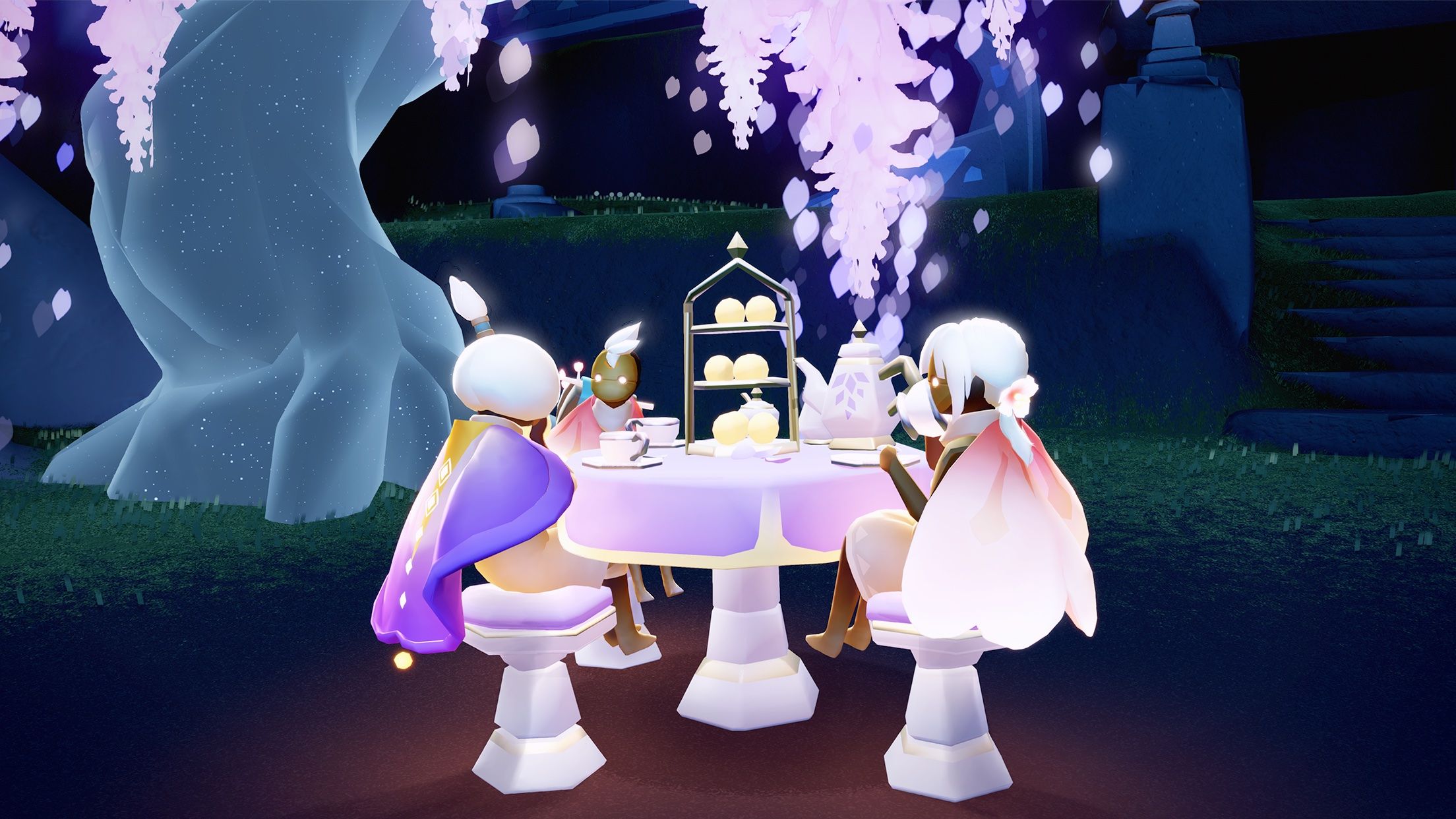 Children of the light characters sitting around a table having a meal