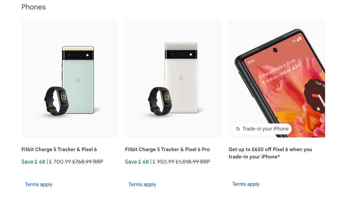 Google Pixel 6 + Fitbit Charge 5 deals UK