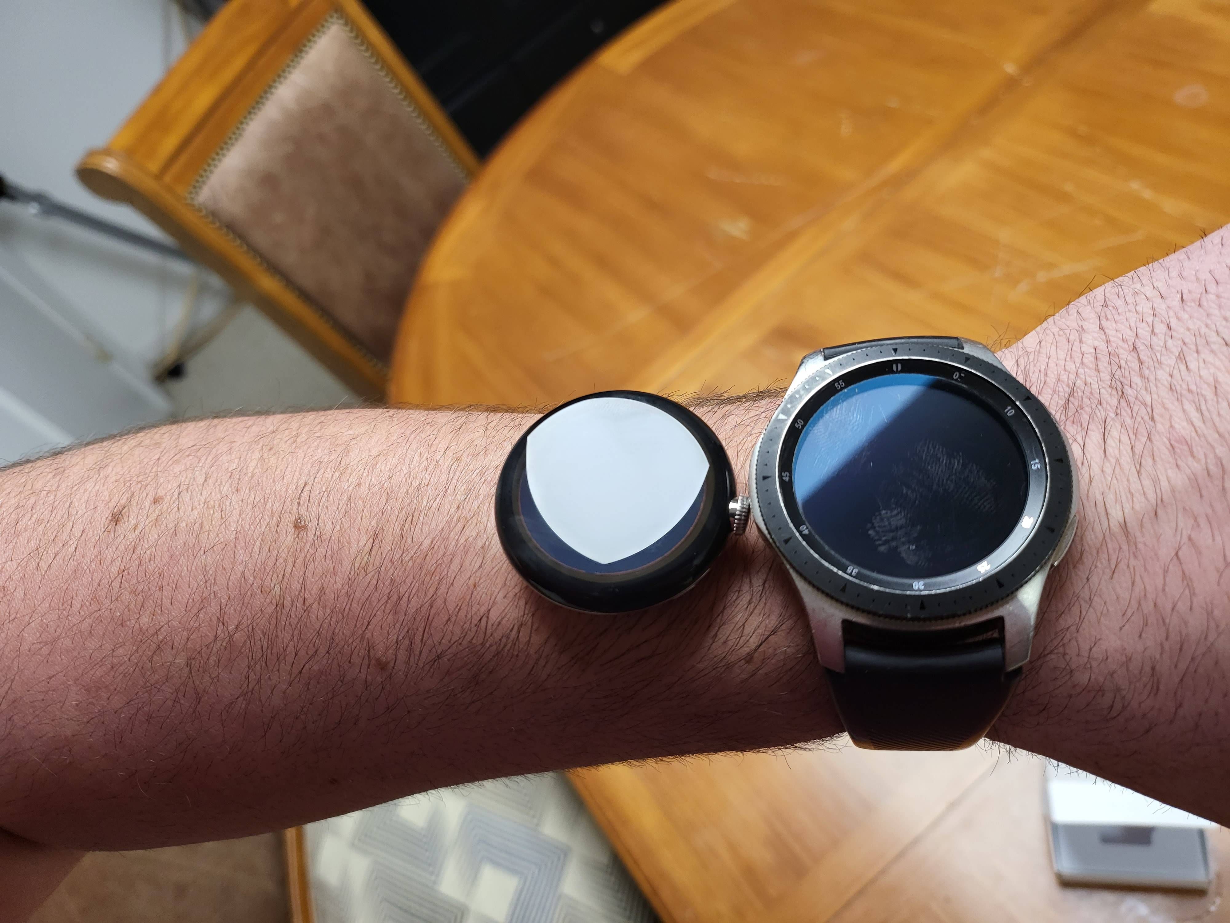 Pixel Watch on arm comparison