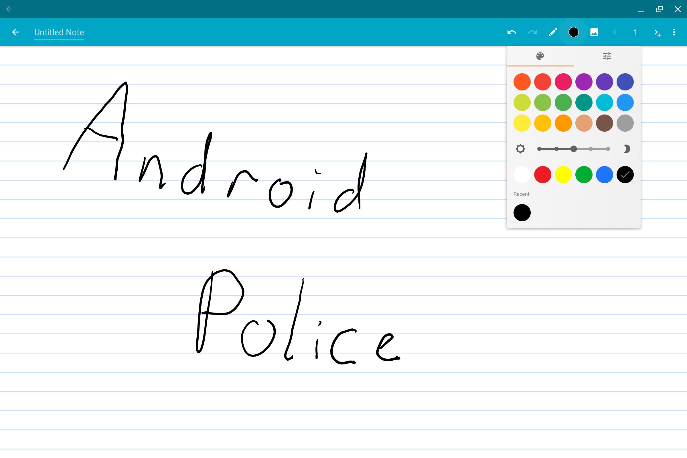 Uma nota no aplicativo Android Squid com Android Police escrito nele