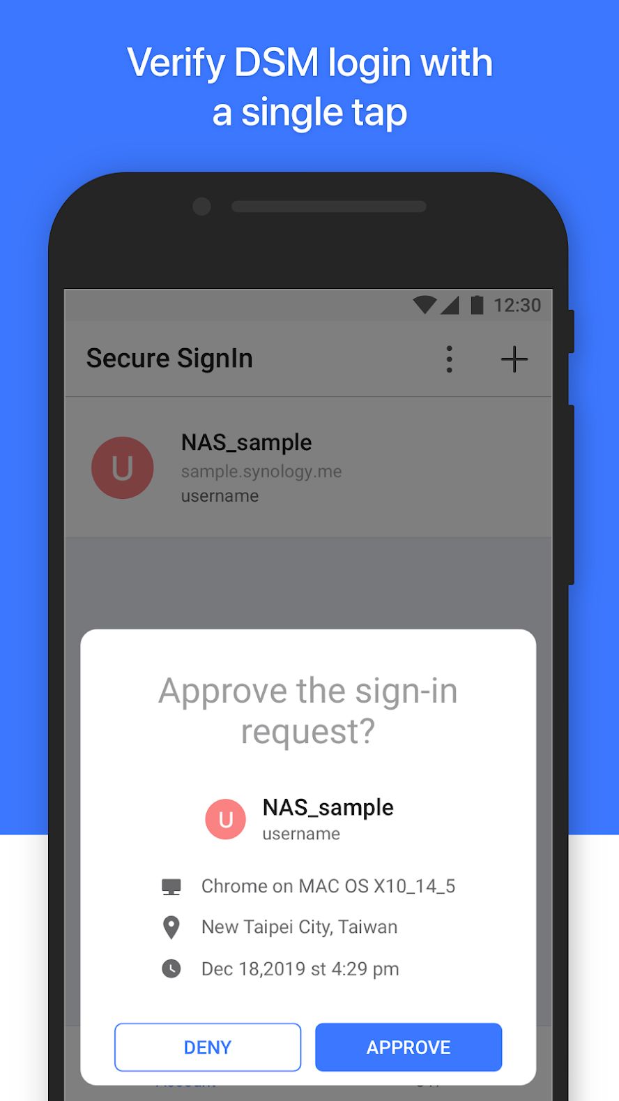 Synology Secure SignIn asking for approval for a DMS login
