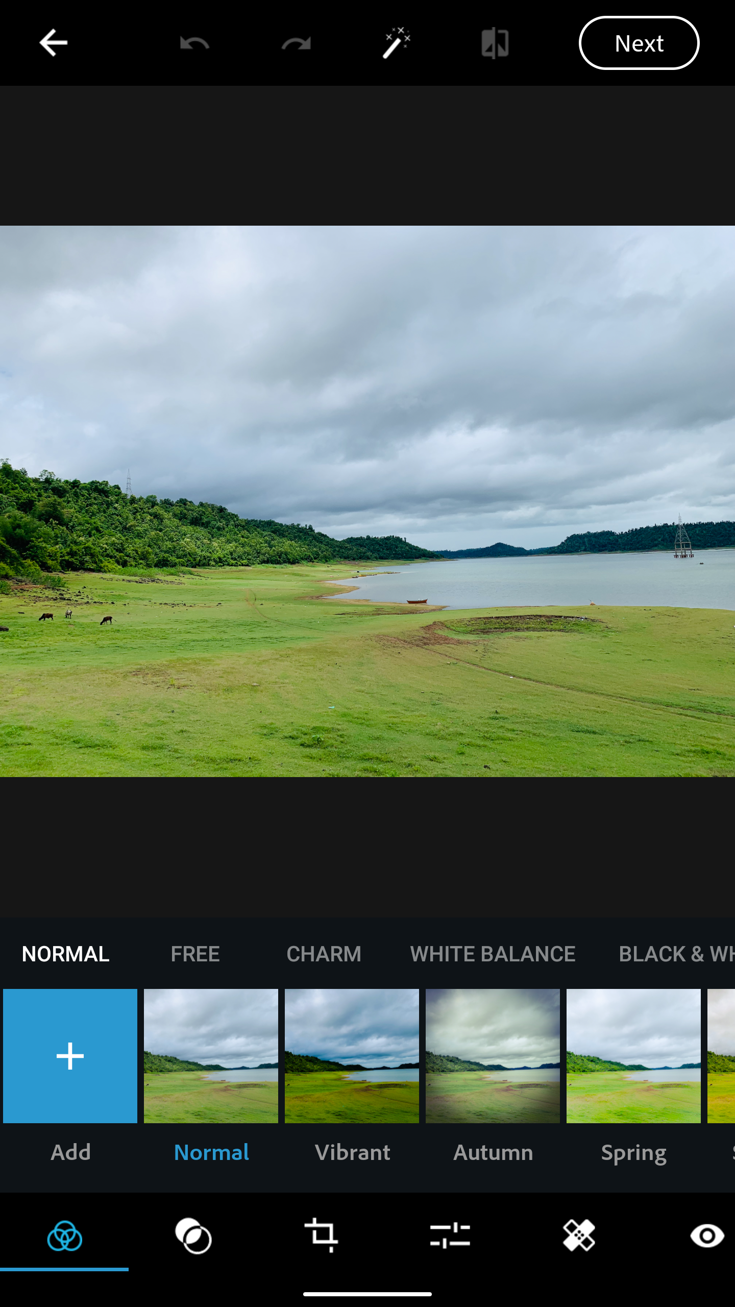 A screenshot of Adobe Photoshop Express showing filters.