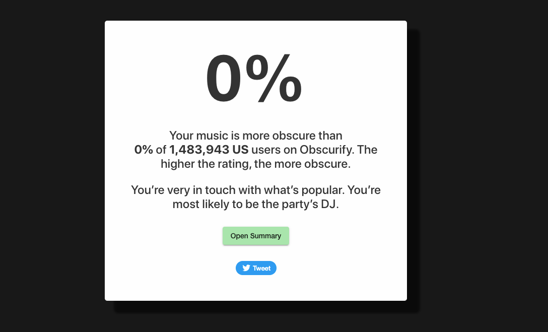 Obscurify for Spotify stats