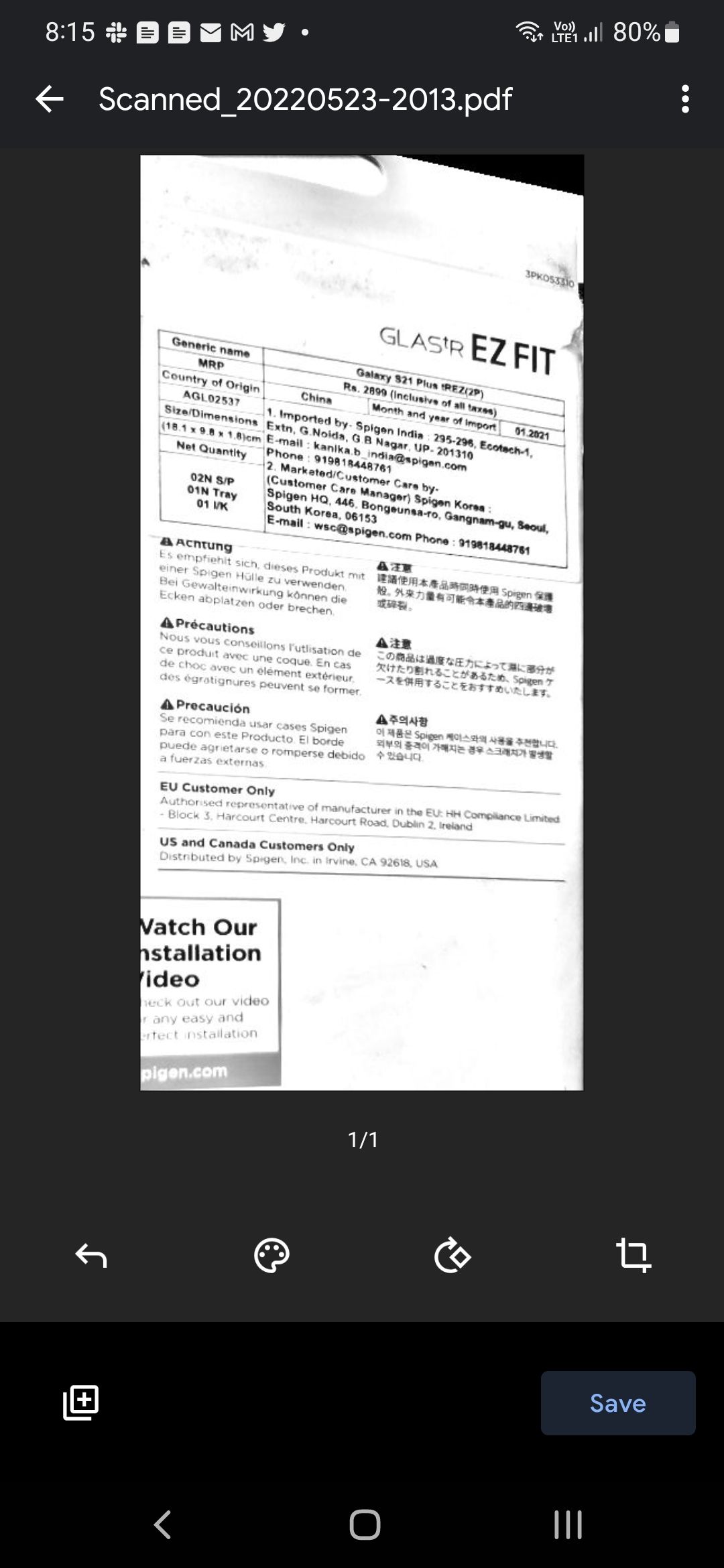 Google Drive scan UI