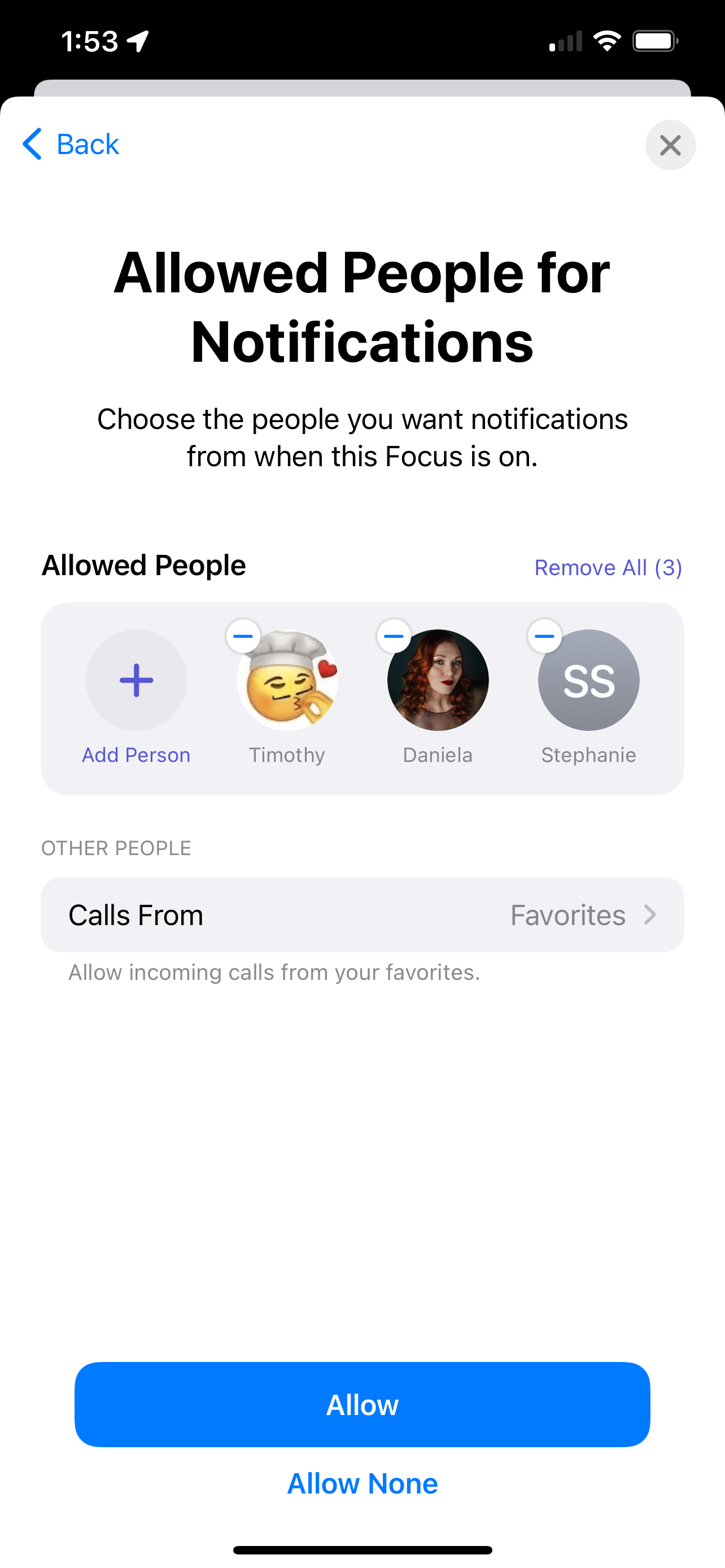 Focus Mode Notification screencap for iOS