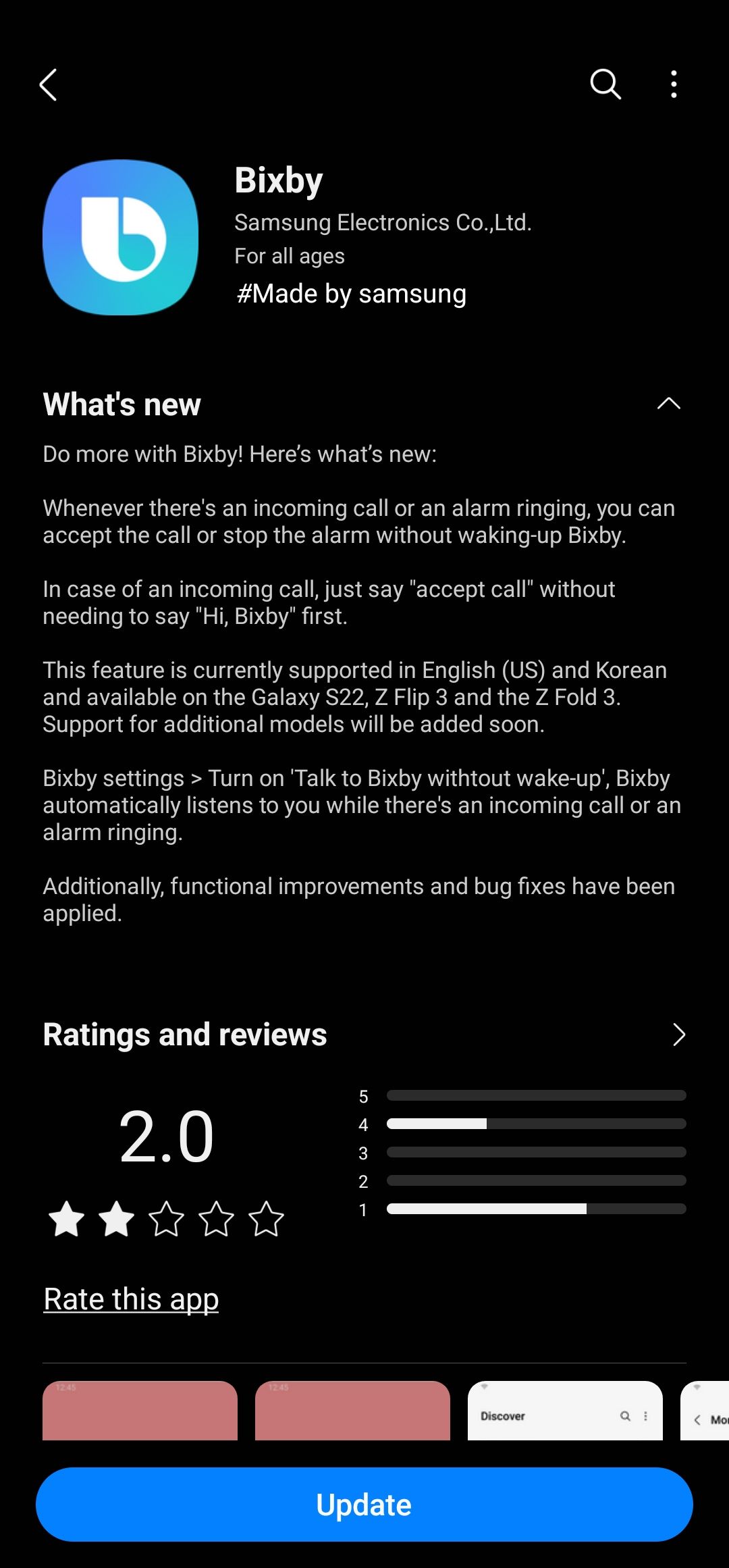 Samsung Bixby update