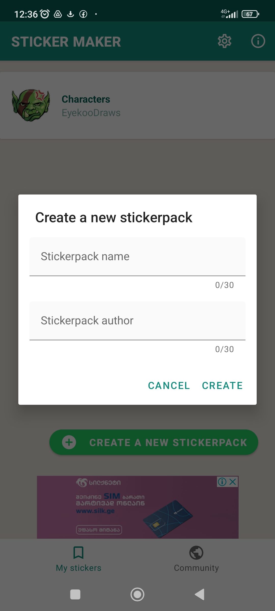 Name your new stickerpack.