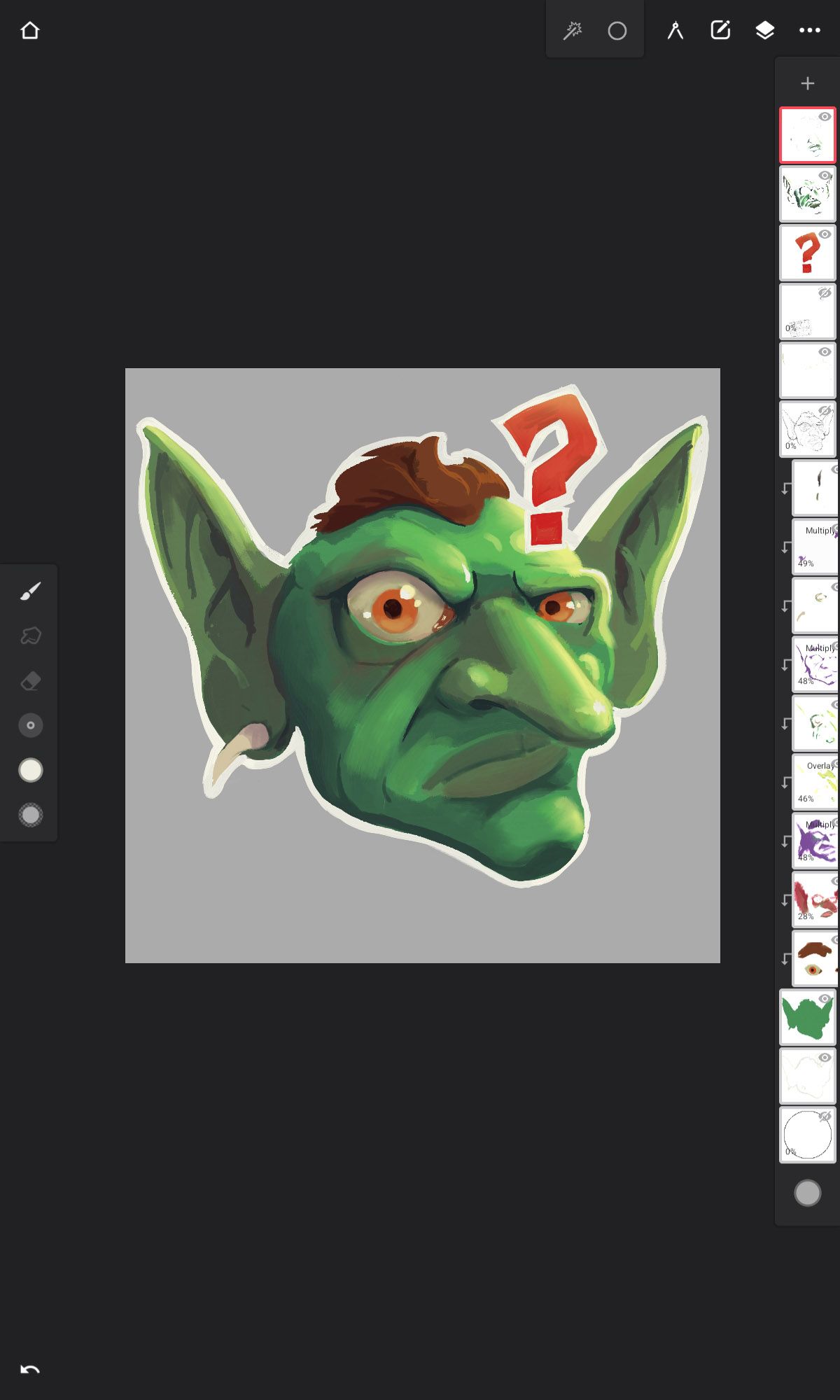 Desenhando um adesivo goblin no Infinite Painter.