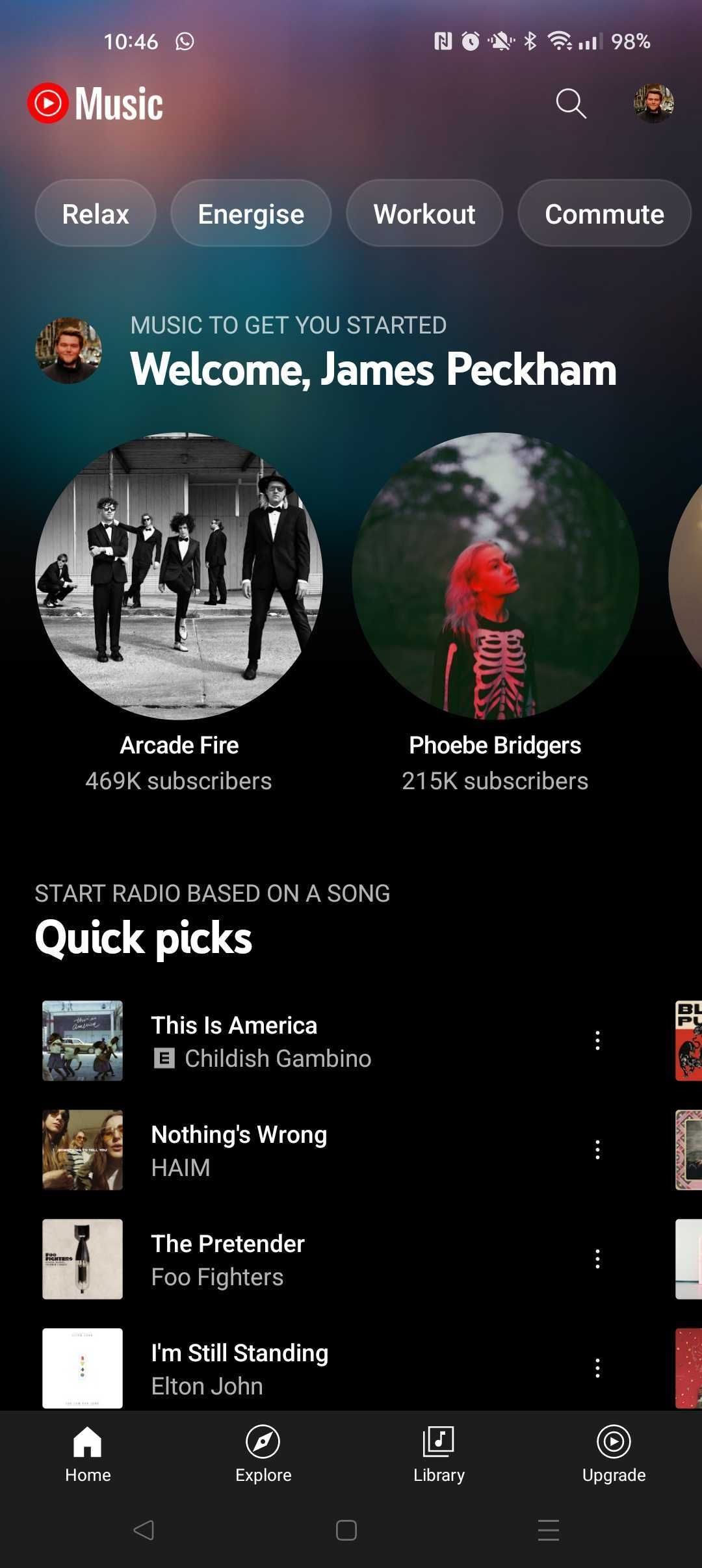 YouTube Music color change example 1