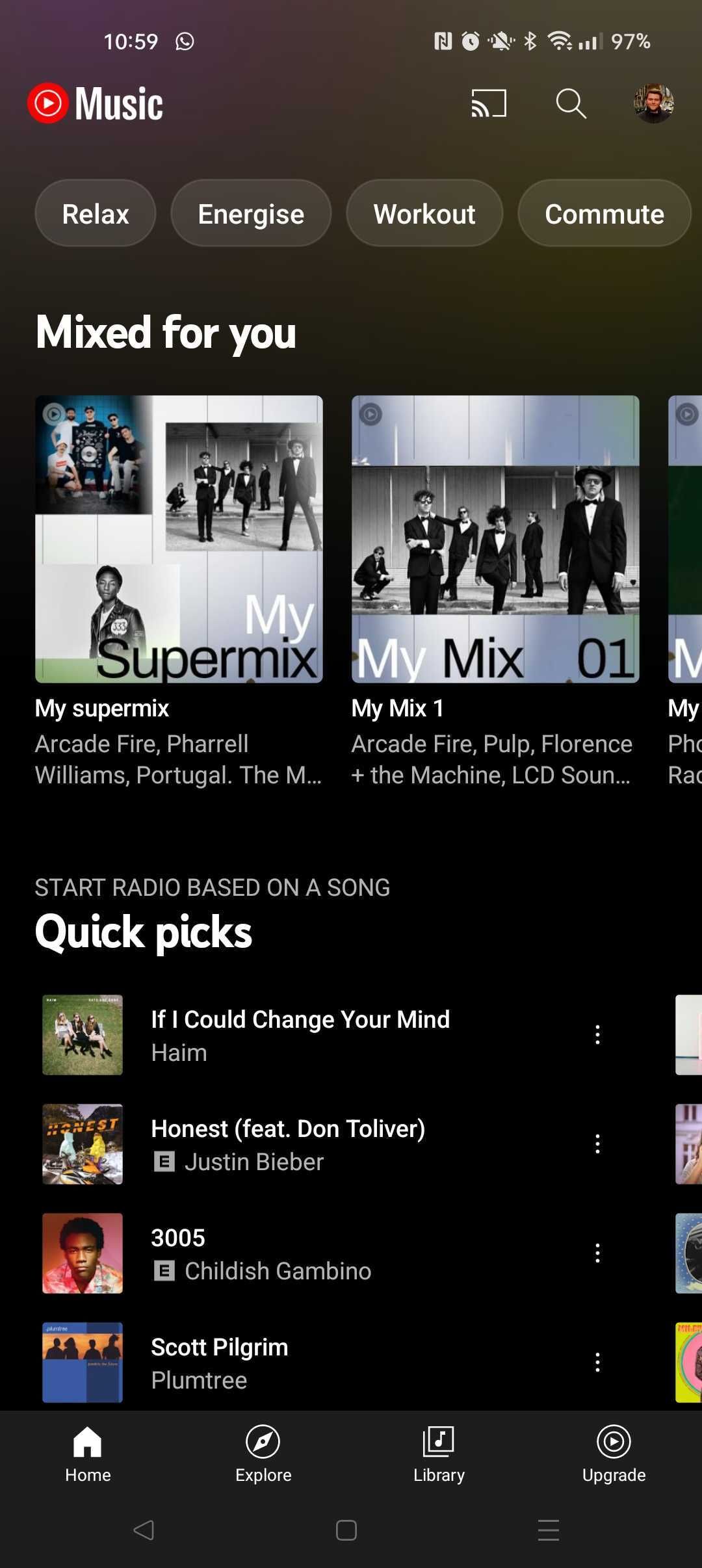 YouTube Music color change example 2