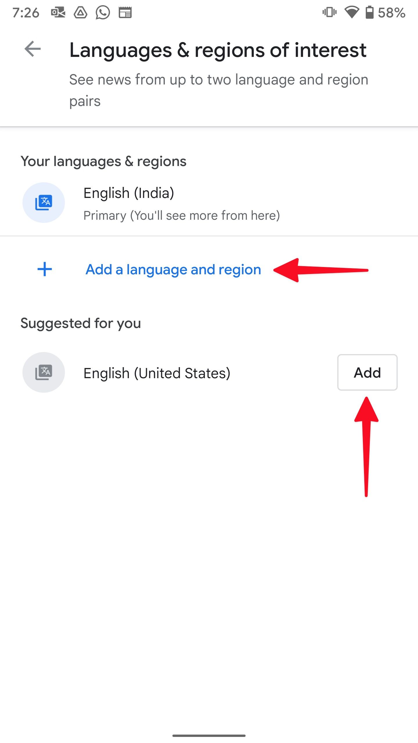 add language region in Google News