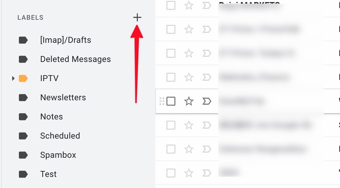 Tap the plus icon to add a new label in Gmail