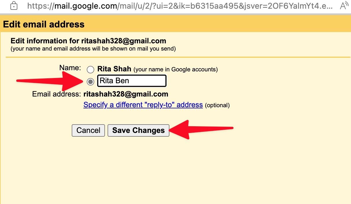 Simpan nama Gmail baru