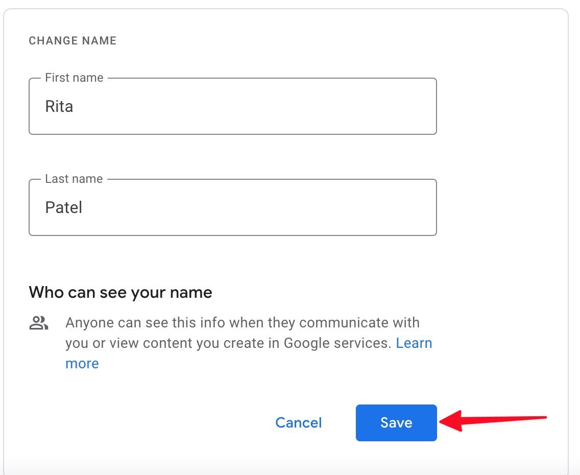 Ubah nama gmail Anda di akun Google