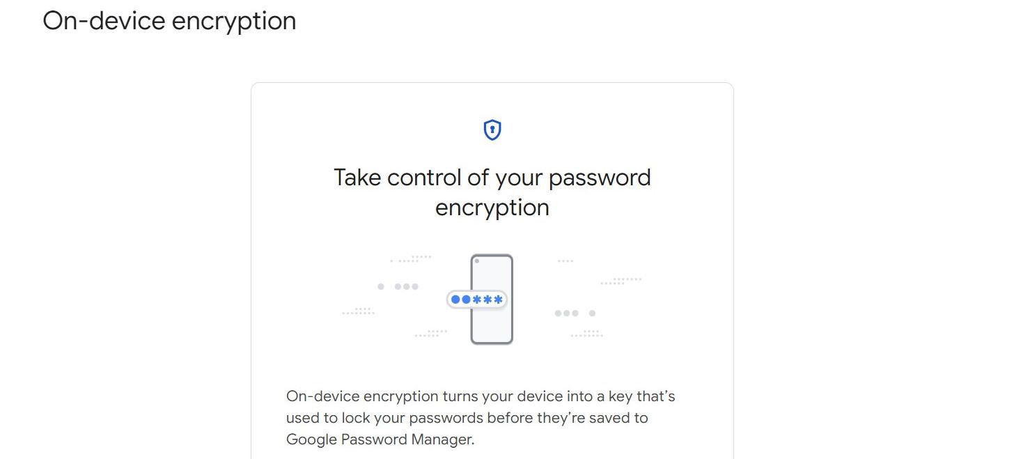 On-device encryption feature on Google