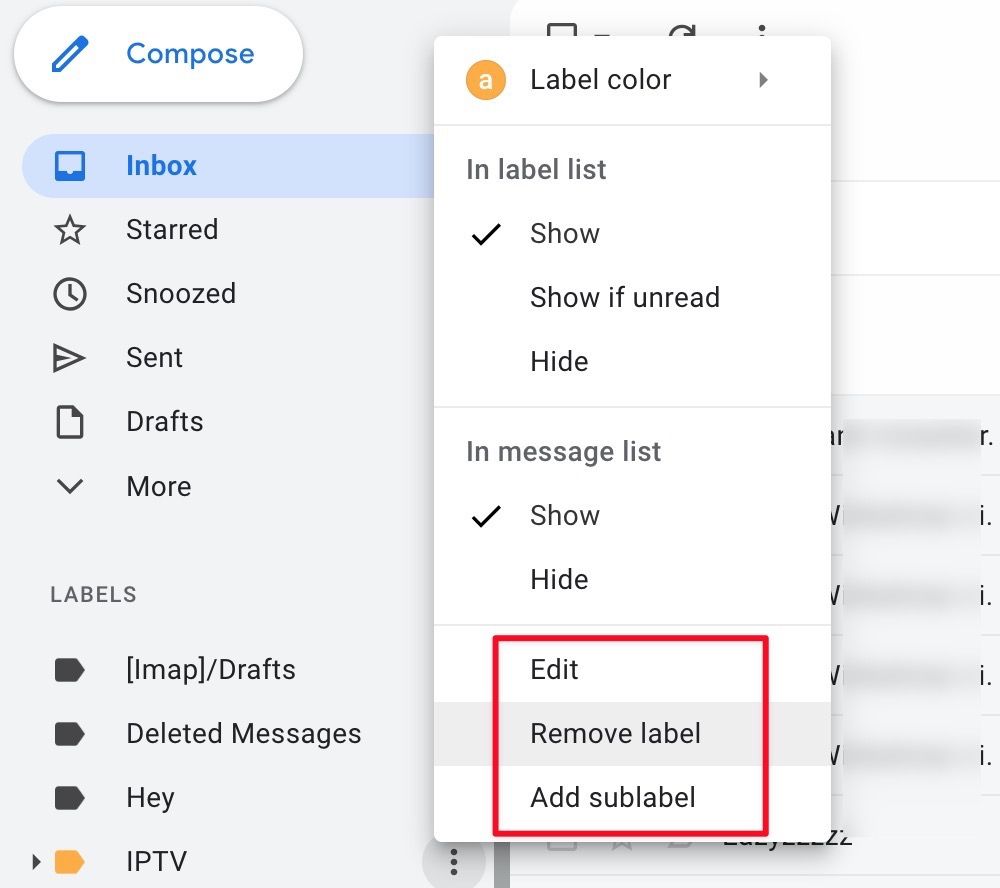 Select Remove label to delete the label from Gmail