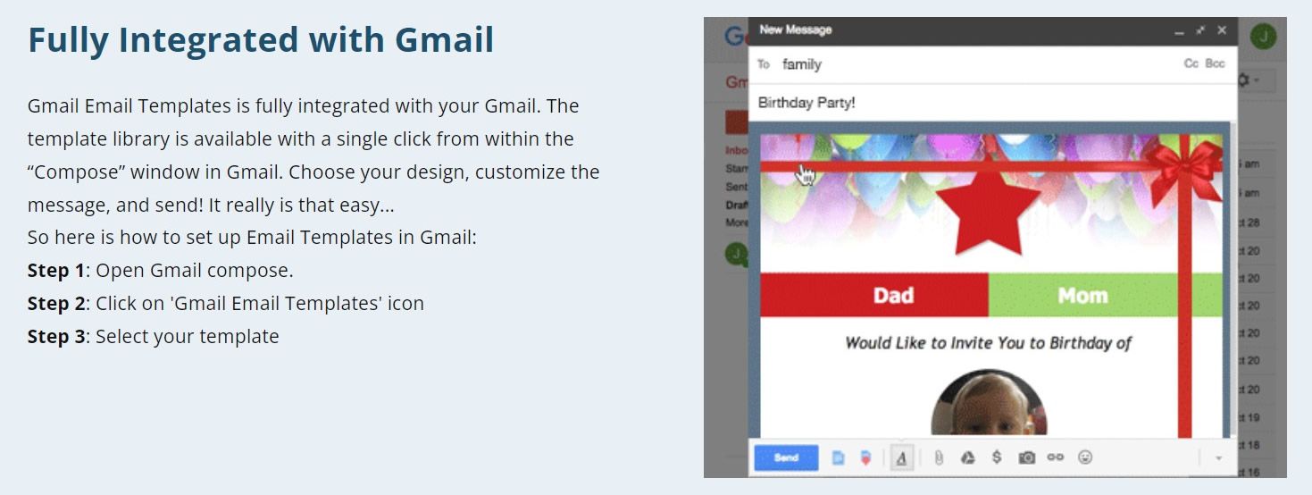 The Gmail Email Templates sign-up page