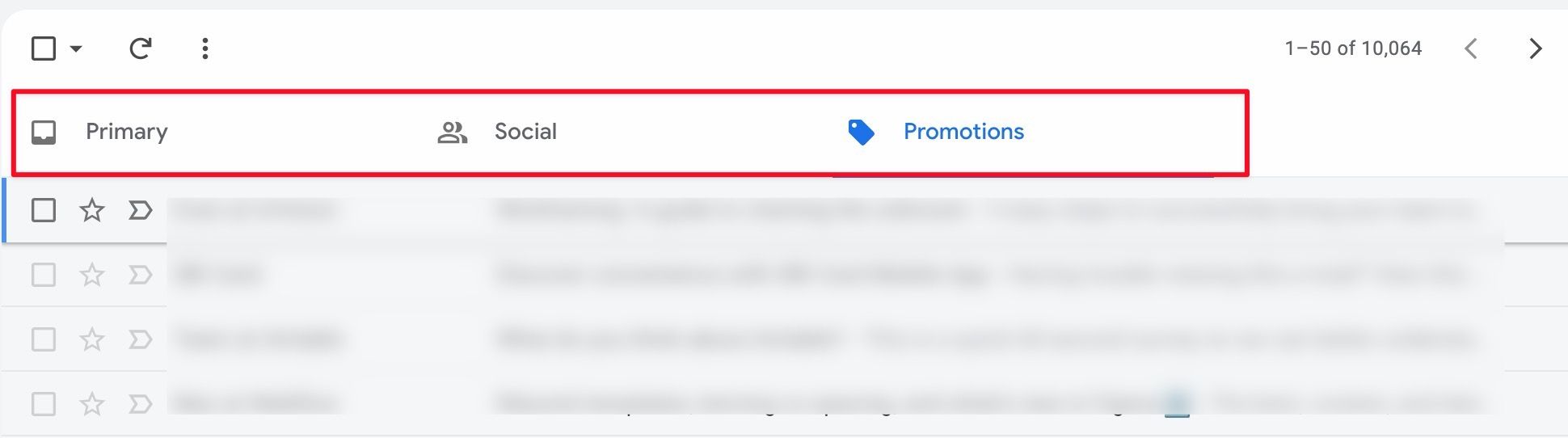 The Categories bar in Gmail