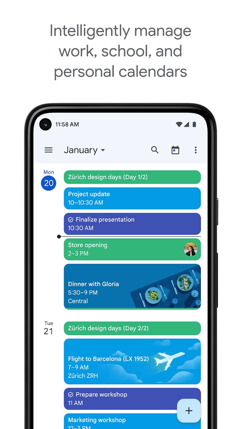 google calendar home view