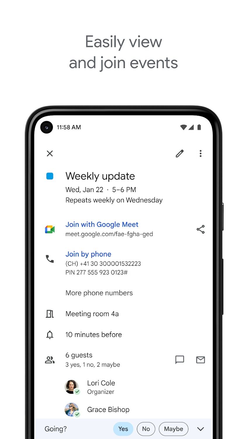 google calendar app screen event